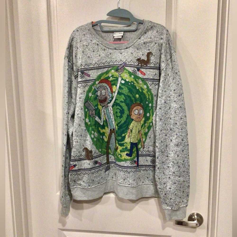 Men’s Rick and Morty Fleece Crewneck Christmas Sweater